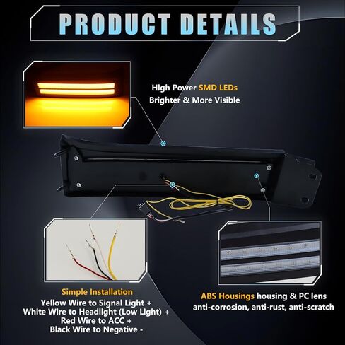 2 PCS Sequential Switchback LED Front Side Marker Headlight Daytime Running Light for Toyo-ta Tundra 2007-2013 Sequoia 2008-2017 Replacement Front Bumper White Daytime Running Lamp Amber Light in Saudi Arabia