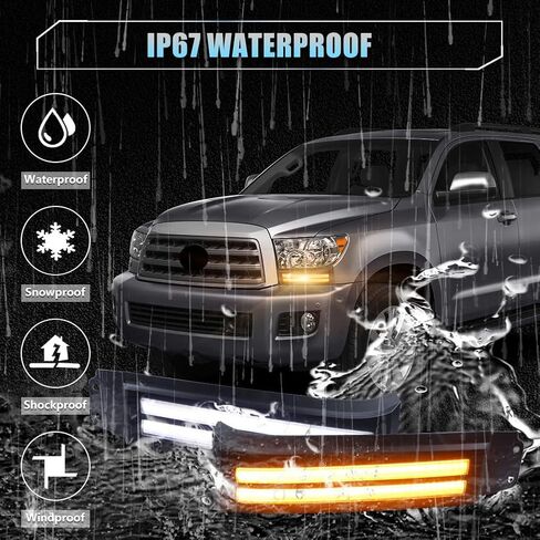 2 PCS Sequential Switchback LED Front Side Marker Headlight Daytime Running Light for Toyo-ta Tundra 2007-2013 Sequoia 2008-2017 Replacement Front Bumper White Daytime Running Lamp Amber Light in Saudi Arabia