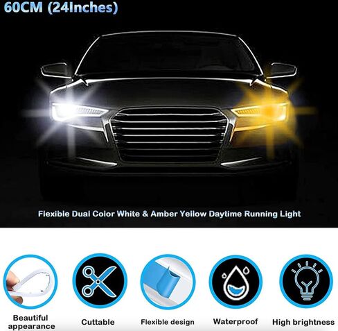 2x60 سنتيمتر العنبر ضئيلة متتابعة مرنة LED DRL بدوره إشارة الشريط للمصباح الأمامي in Kuwait