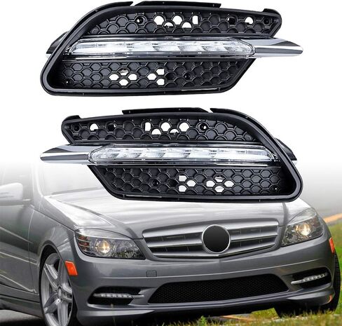 اليسار واليمين LED الضباب ضوء الجمعية DRL النهار تشغيل ضوء لمرسيدس بنز W204 C الفئة C300 2008-2011 in Kuwait