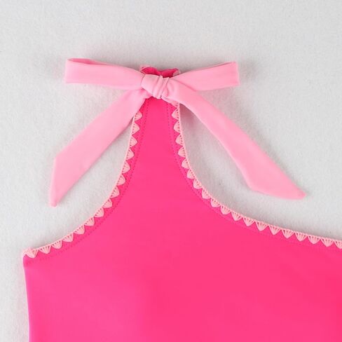 Girls Swimsuit 2 Piece Bathing Suit Bow One-Shoulder Swimsuit Top & Shorts Bikini Set Teen Girls' Swimwear in Saudi Arabia