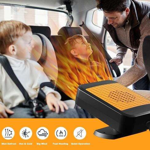 Car Heaters for Vehicle,12V Car Heater that Plugs into Cigarette Lighter,200W Fast Heating Car Defroster Windshield Heater (Orange) in Kuwait
