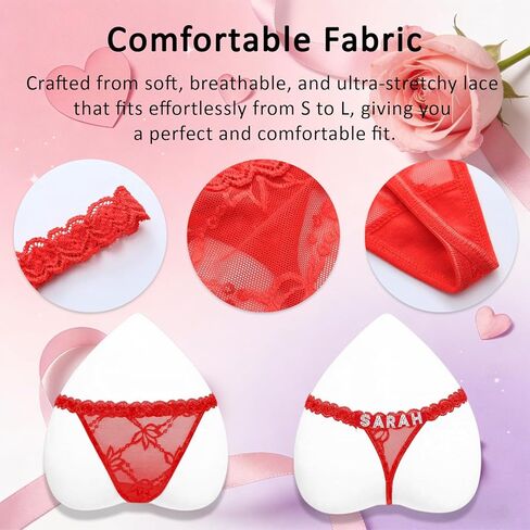 Personalized Rhinestone Letter Thong for Women, Custom Name G-String Panties Gifts for Her in Saudi Arabia