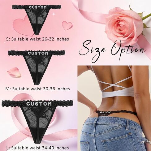 Personalized Rhinestone Letter Thong for Women, Custom Name G-String Panties Gifts for Her in Saudi Arabia