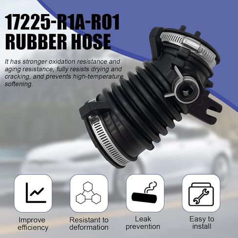 أنبوب خرطوم مدخل منظف هواء السيارة من HZEL، OEM#17225-R1A-A01، أنبوب خرطوم سحب هواء فلتر محرك السيارة المطاطي مع 3 مشابك، استبدال حذاء فلتر المحرك التلقائي، متوافق مع Civic Ilx in Saudi Arabia