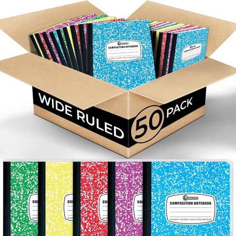 50 حزمة من دفاتر الملاحظات التركيبية من Rosmonde، دفتر تكوين واسع النطاق، 200 صفحة (100 ورقة)، 9-3/4 × 7-1/2، رخام أسود، لوازم مدرسية كبيرة، دفاتر ملاحظات مكتبية، دفاتر ملاحظات كبيرة للمدرسة in Kuwait