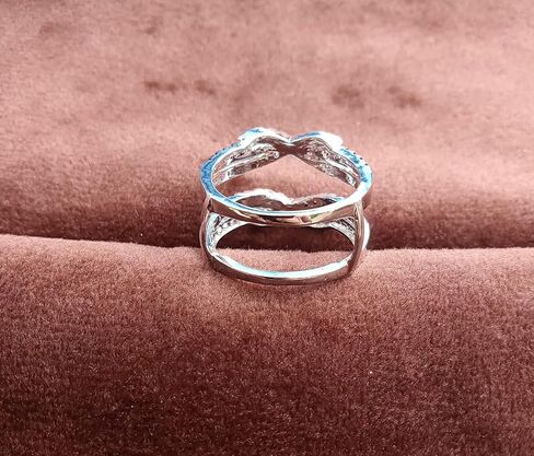 2 CT Round Shape White & Black Cubic Zirconia Enhancer Wedding Engagement Wedding Ring in 14K White Gold Plated 925 Sterling Silver (2 Cttw) in Saudi Arabia