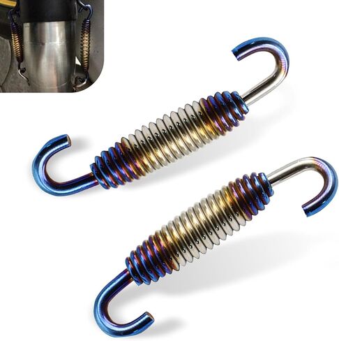2 PCS Motorcycle Exhaust Springs, Stainless Steel Muffler Pipe Spring Kit, 1.57" - 2.36" Retractable Shock Absorbing Hook, Universal Connection Part for Motorbike Scooter ATV (Blue) in Saudi Arabia