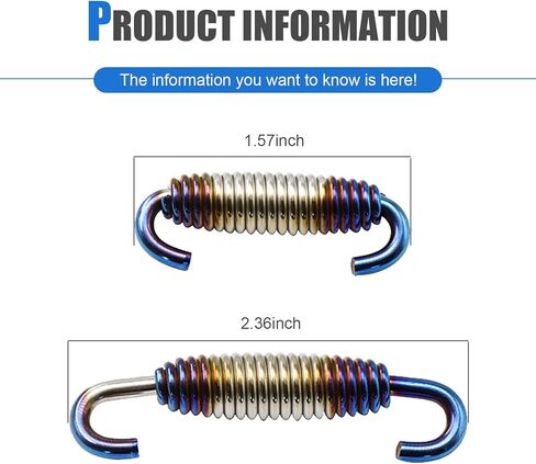 2 PCS Motorcycle Exhaust Springs, Stainless Steel Muffler Pipe Spring Kit, 1.57" - 2.36" Retractable Shock Absorbing Hook, Universal Connection Part for Motorbike Scooter ATV (Blue) in Saudi Arabia