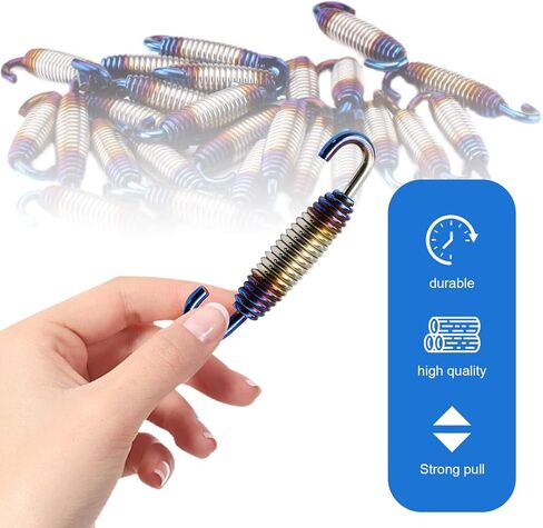 2 PCS Motorcycle Exhaust Springs, Stainless Steel Muffler Pipe Spring Kit, 1.57" - 2.36" Retractable Shock Absorbing Hook, Universal Connection Part for Motorbike Scooter ATV (Blue) in Saudi Arabia