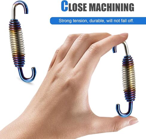 2 PCS Motorcycle Exhaust Springs, Stainless Steel Muffler Pipe Spring Kit, 1.57" - 2.36" Retractable Shock Absorbing Hook, Universal Connection Part for Motorbike Scooter ATV (Blue) in Saudi Arabia