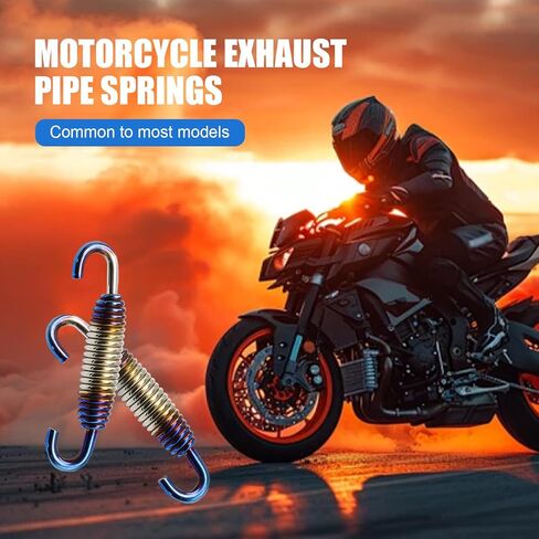 2 PCS Motorcycle Exhaust Springs, Stainless Steel Muffler Pipe Spring Kit, 1.57" - 2.36" Retractable Shock Absorbing Hook, Universal Connection Part for Motorbike Scooter ATV (Blue) in Saudi Arabia