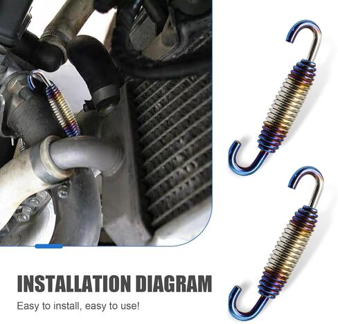 2 PCS Motorcycle Exhaust Springs, Stainless Steel Muffler Pipe Spring Kit, 1.57" - 2.36" Retractable Shock Absorbing Hook, Universal Connection Part for Motorbike Scooter ATV (Blue) in Saudi Arabia
