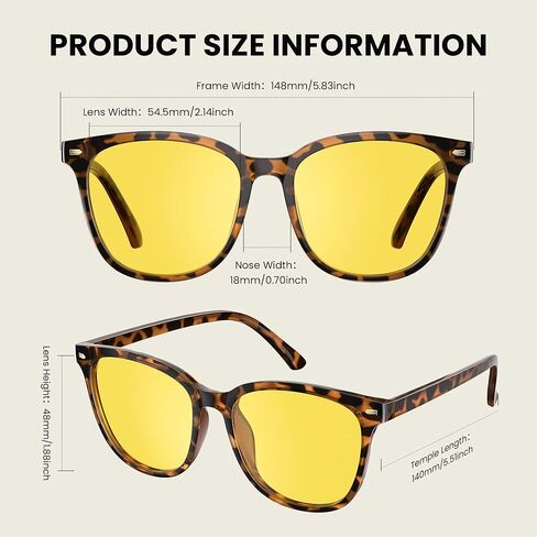 Polarized Night Driving Glasses for Women Lightweight Anti Glare Night Vision Glasses with Yellow Lens in Saudi Arabia