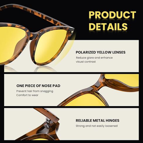 Polarized Night Driving Glasses for Women Lightweight Anti Glare Night Vision Glasses with Yellow Lens in Saudi Arabia