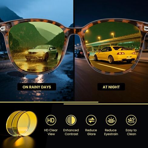 Polarized Night Driving Glasses for Women Lightweight Anti Glare Night Vision Glasses with Yellow Lens in Saudi Arabia