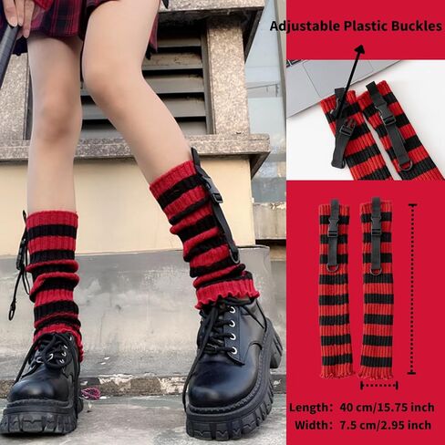 Therian Stuff Cat Ear Beanie Knitted Striped Arm Warmers Leg Warmers Y2k Emo Grunge Accessories in Kuwait