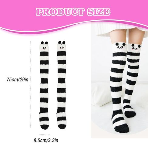 Elandy Women Thigh High Fuzzy Socks Leg Warmer Winter Over the Knee Long Striped Warm Stockings with Cute Cartoon Design in Saudi Arabia