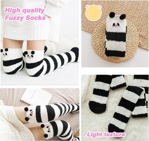 Elandy Women Thigh High Fuzzy Socks Leg Warmer Winter Over the Knee Long Striped Warm Stockings with Cute Cartoon Design in Saudi Arabia