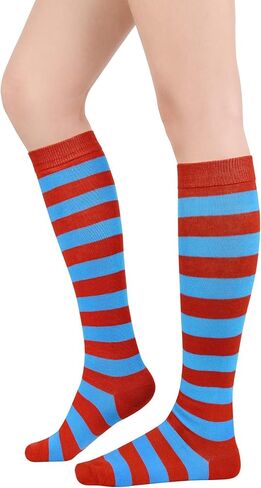 Zando Knee High Socks for Women Striped Athletic Long Tall Tube Socks Outdoor Sports Casual Thigh High Stockings in Saudi Arabia