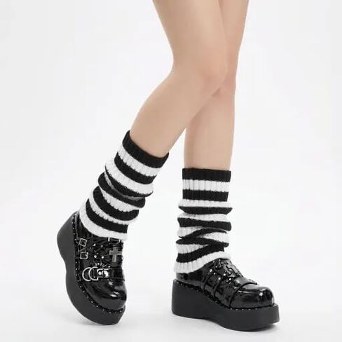 Y2K striped leg warmers - comfortable and stretchy striped slouchy leg warmer，as well as Y2K yoga and dance leg warmers in Saudi Arabia