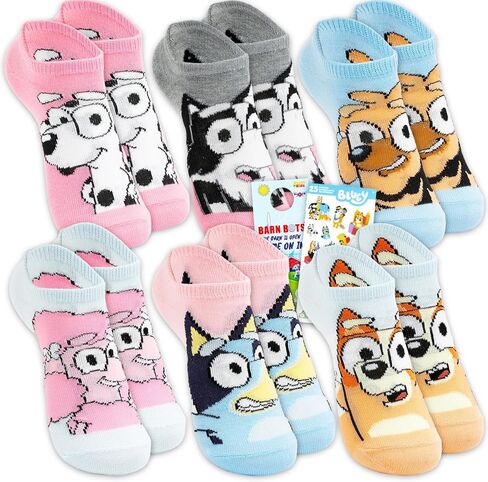 Bluey Socks for Girls - Bundle with 6 Pairs of Socks Plus Stickers, More | Bluey Apparel for Girls, Kids (US, Age, 4, 6) in Saudi Arabia