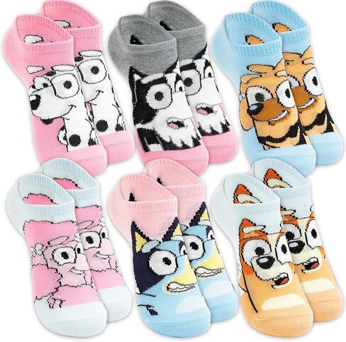 Bluey Socks for Girls - Bundle with 6 Pairs of Socks Plus Stickers, More | Bluey Apparel for Girls, Kids (US, Age, 4, 6) in Saudi Arabia