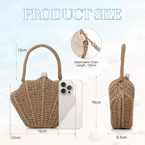 GOKTOW Women Straw Woven Handbag Shell Shape Clutch Straw Summer Bag Rattan Crossbody Bags Vacation Beach Purse 2026 in Saudi Arabia