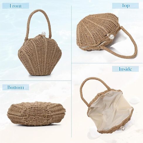 GOKTOW Women Straw Woven Handbag Shell Shape Clutch Straw Summer Bag Rattan Crossbody Bags Vacation Beach Purse 2026 in Saudi Arabia