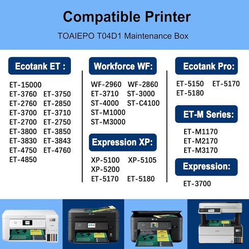 صندوق صيانة T04D1 لصندوق صيانة الحبر ET-15000 متوافق مع ET-3760 ET-3850 ET-4850 ET-4760 ET-3750، صندوق نفايات الحبر T04D100 للطابعة ET15000 ET4750 ET3760، 04D1، EWMB2 in Kuwait