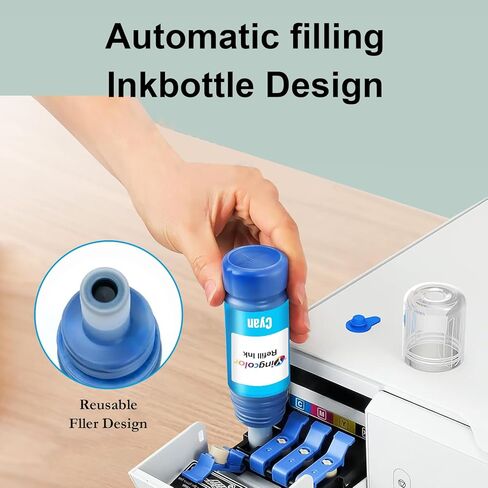 Remanufactured Ink Replacements for Epson 502 Ink Refill Bottles Work with EcoTank ET-2760 ET-2850 ET-3850 ET-3760 ET2760 ET2750 ET2700 ET-4760 ET-3710 ET-3850 ET-3750 ET-4850 ET4750 Printer(5 Pack) in Saudi Arabia