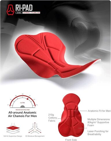 YKYWBIKE بنطال مريلة لركوب الدراجات للرجال - 4D مبطن مقاوم للدراجة، سروال الدراجة للرجال لركوب الدراجات على الطرق، ضيق أسود in Saudi Arabia