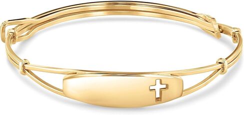 Reeds Child's Gold-Filled ID with Cross Adjustable Bangle Bracelet in Saudi Arabia