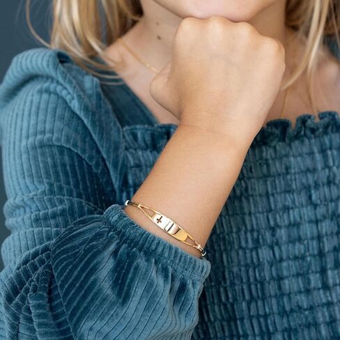 Reeds Child's Gold-Filled ID with Cross Adjustable Bangle Bracelet in Saudi Arabia