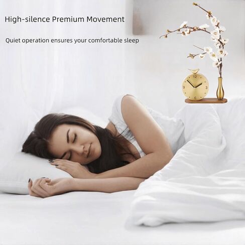 ساعة رف نحاسية فنية زهرية - ساعة طاولة صامتة أنيقة مع تصميم زهور، ديكور منزلي عتيق لغرفة المعيشة، ساعة ديكور نحاسية صلبة فاخرة in Kuwait