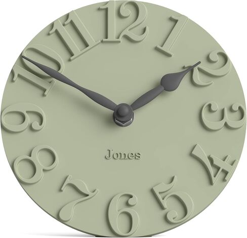 JONES CLOCKS® Hampstead Desk Clock | Freestanding | Sage Green | Elegant Raised Moulded Numerals | Ideal for Shelf Mantel Living Room Home Office or Bedside in Saudi Arabia