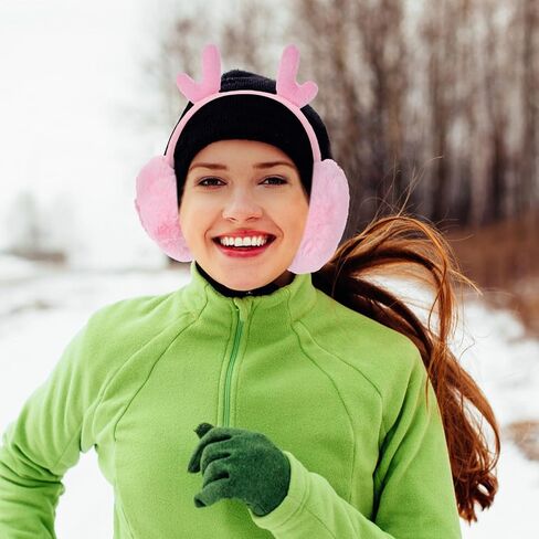 Hemoton Foldable Elk Antler Ear Muffs Winter Warm Ear Covers Soft Plush Fuzzy for Boys Outdoor Cold Weather in Saudi Arabia