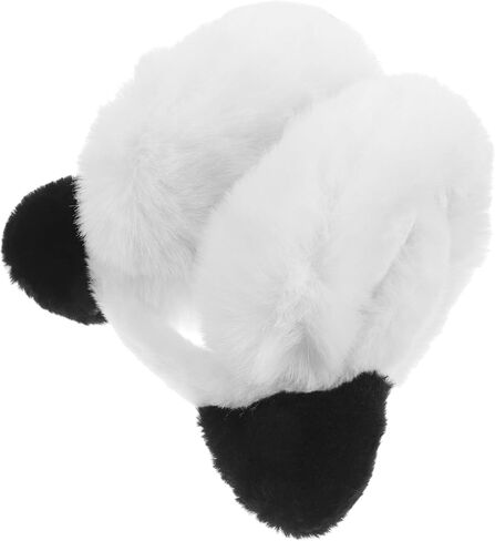 TEHAUX Panda Plush Winter Ear Muffs Foldable Thick Warm Ear Warmers for Boys Cold Weather Accessories White in Saudi Arabia