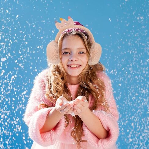 Winter Earmuffs with Faux Rabbit Fur, Thick Warm Crown Headband Ear Cover for Outdoor Use, Soft Beige Ear Warmer for Boys and Random Color in Saudi Arabia