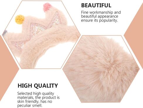 Winter Earmuffs with Faux Rabbit Fur, Thick Warm Crown Headband Ear Cover for Outdoor Use, Soft Beige Ear Warmer for Boys and Random Color in Saudi Arabia