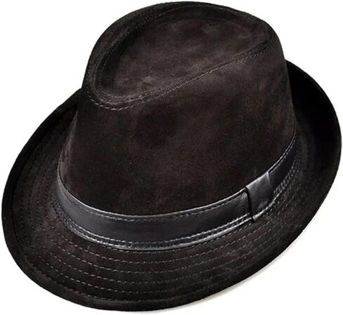 Top Hat Men Leather Fedoras Hats Gentleman Male Jazz 56-60cm Fitted Hat in Saudi Arabia