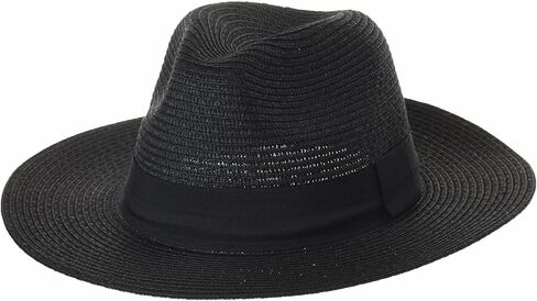 WITHMOONS Fedora Panama Hat Black Banded Wide Brim Cool Summer SL6690 in Saudi Arabia