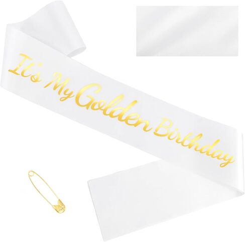 It's My Golden Birthday Sash - Gold Glitter with Black Foil Birthday Sash for Women Girls Funny Party Favor Supplies Accessories in Saudi Arabia