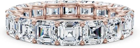3-10 قيراط Asscher قص مختبر الماس خاتم الخلود للنساء 10K 14K 18K الصلبة الذهب خاتم الخلود مختبر نمت الماس خاتم الزواج هدية عيد الميلاد للنساء (E-F اللون، VVS2 الوضوح) in Kuwait
