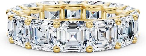 3-10 قيراط Asscher قص مختبر الماس خاتم الخلود للنساء 10K 14K 18K الصلبة الذهب خاتم الخلود مختبر نمت الماس خاتم الزواج هدية عيد الميلاد للنساء (E-F اللون، VVS2 الوضوح) in Kuwait