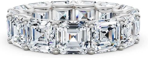3-10 قيراط Asscher قص مختبر الماس خاتم الخلود للنساء 10K 14K 18K الصلبة الذهب خاتم الخلود مختبر نمت الماس خاتم الزواج هدية عيد الميلاد للنساء (E-F اللون، VVS2 الوضوح) in Kuwait