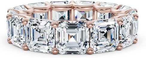 3-10 قيراط Asscher قص مختبر الماس خاتم الخلود للنساء 10K 14K 18K الصلبة الذهب خاتم الخلود مختبر نمت الماس خاتم الزواج هدية عيد الميلاد للنساء (E-F اللون، VVS2 الوضوح) in Kuwait
