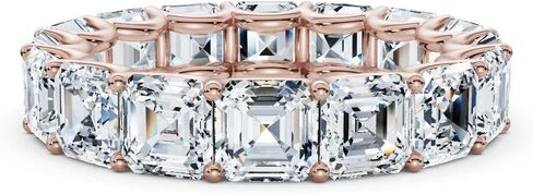 3-10 قيراط Asscher قص مختبر الماس خاتم الخلود للنساء 10K 14K 18K الصلبة الذهب خاتم الخلود مختبر نمت الماس خاتم الزواج هدية عيد الميلاد للنساء (E-F اللون، VVS2 الوضوح) in Kuwait