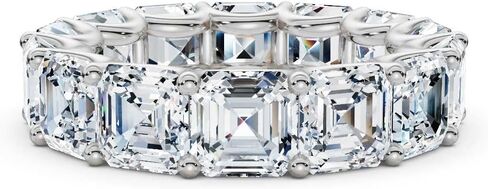 3-10 قيراط Asscher قص مختبر الماس خاتم الخلود للنساء 10K 14K 18K الصلبة الذهب خاتم الخلود مختبر نمت الماس خاتم الزواج هدية عيد الميلاد للنساء (E-F اللون، VVS2 الوضوح) in Kuwait