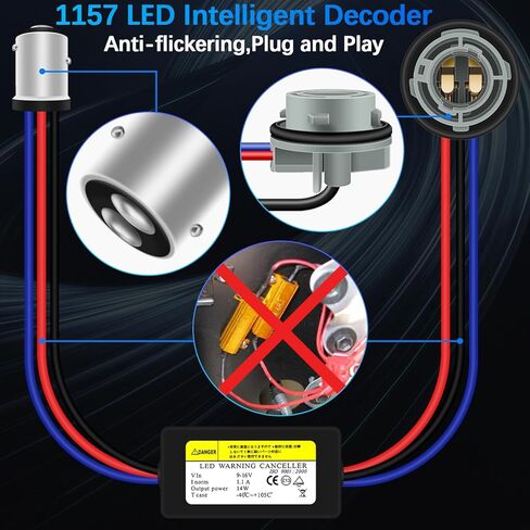 Fenikso 1157 مقاومات تحميل LED التوصيل والتشغيل أداة مكافحة الوميض، مكافحة فرط وميض خطأ فلاش إلغاء Canbus Brake-2PCS in Saudi Arabia